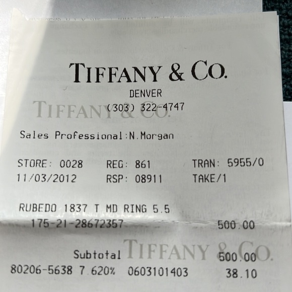 Tiffany & co Rubedo ring medium with size 5.5 - Picture 6 of 10